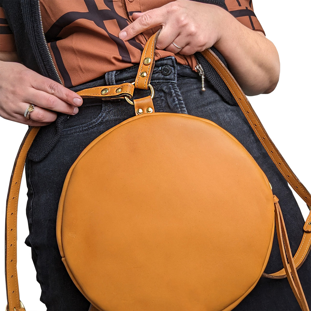 DIRECTIVE HANDMADE MINI MOON BLACK LEATHER BACKPACK Mini Moon Backpacks were the second backpack style I  main image 2