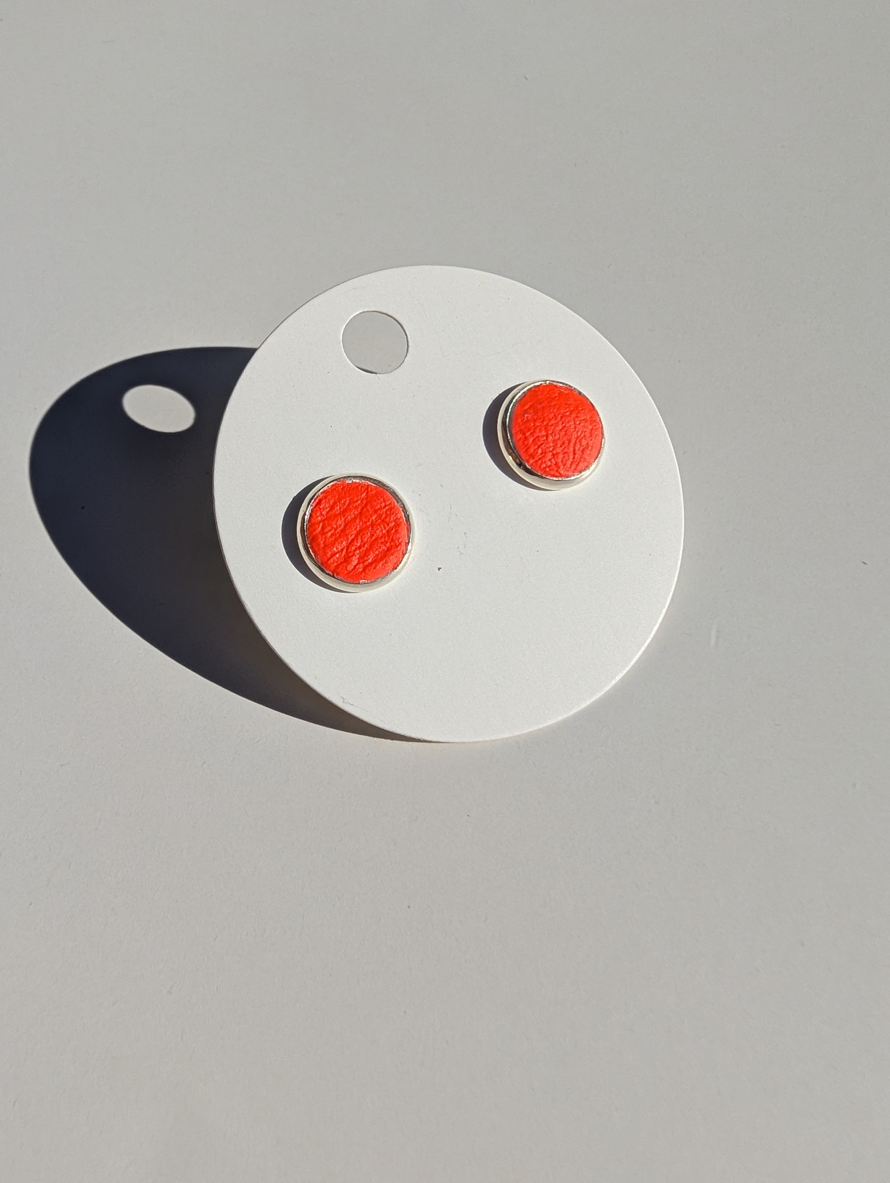 Leather Stud Earrings -Large