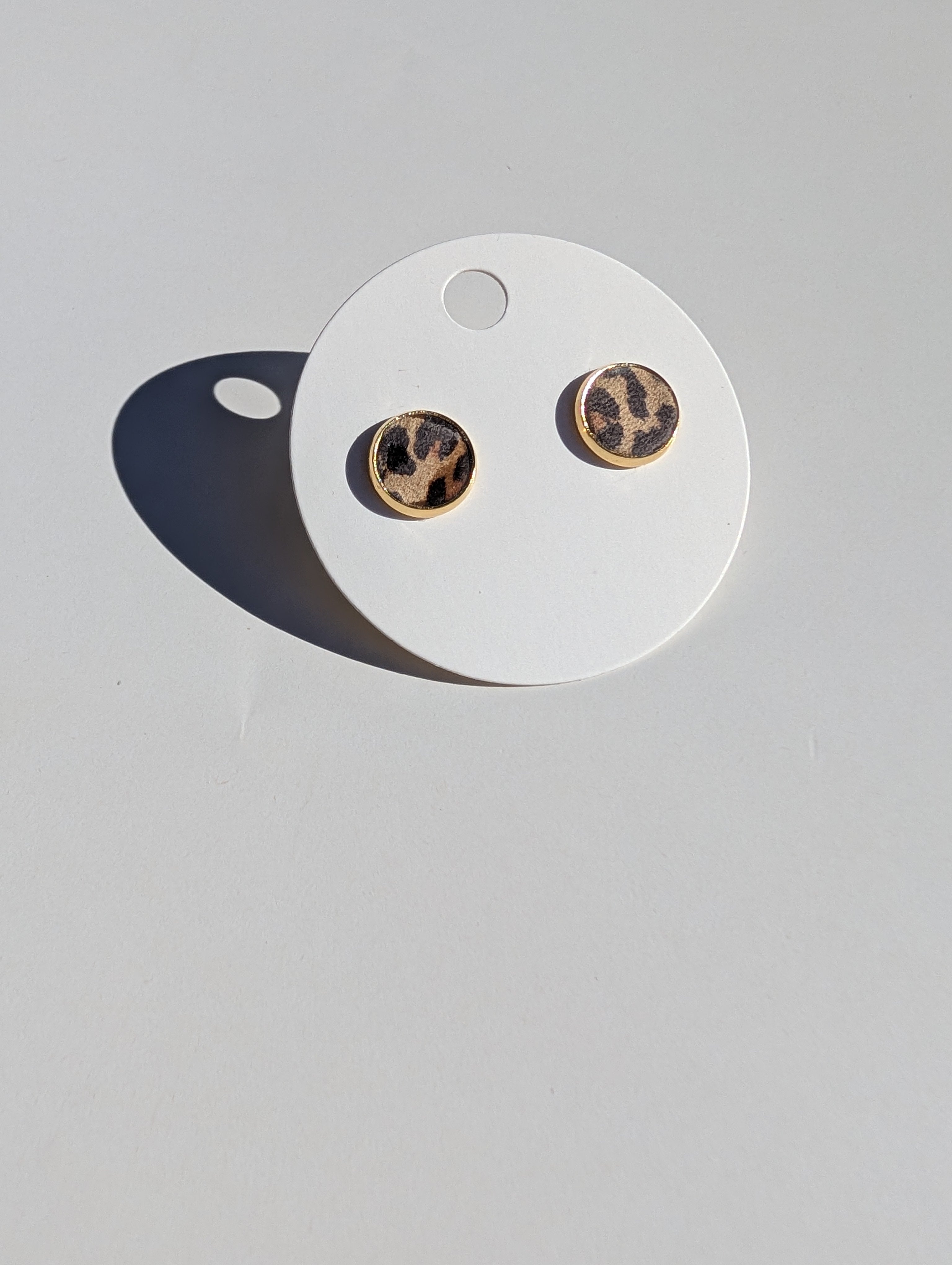 Leather Stud Earrings -Large