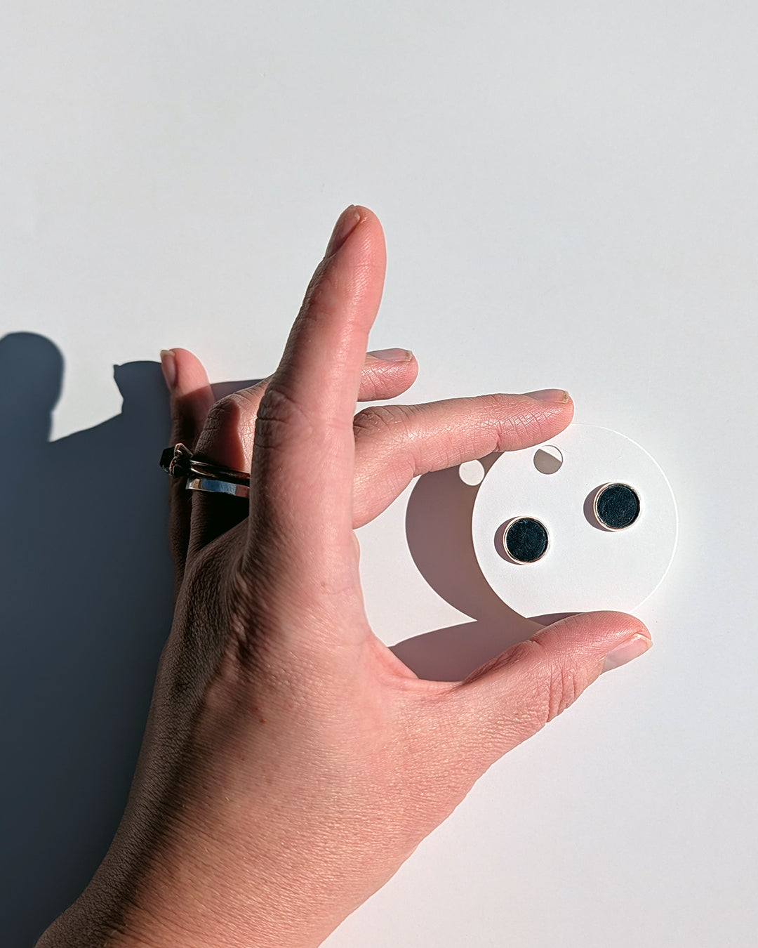 Leather Stud Earrings -Large