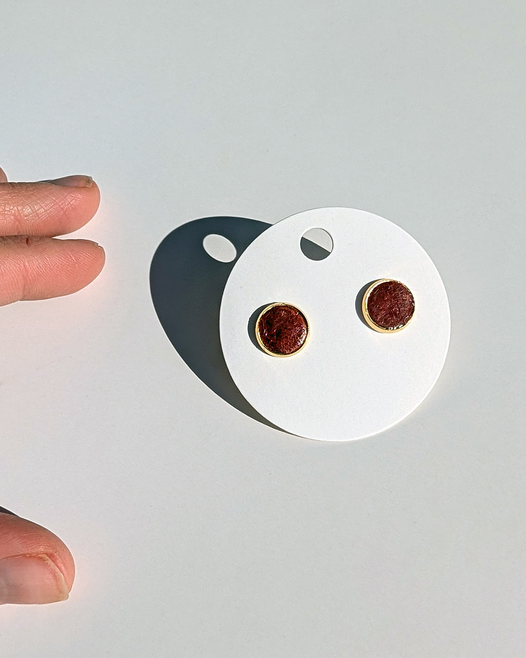 Leather Stud Earrings -Large