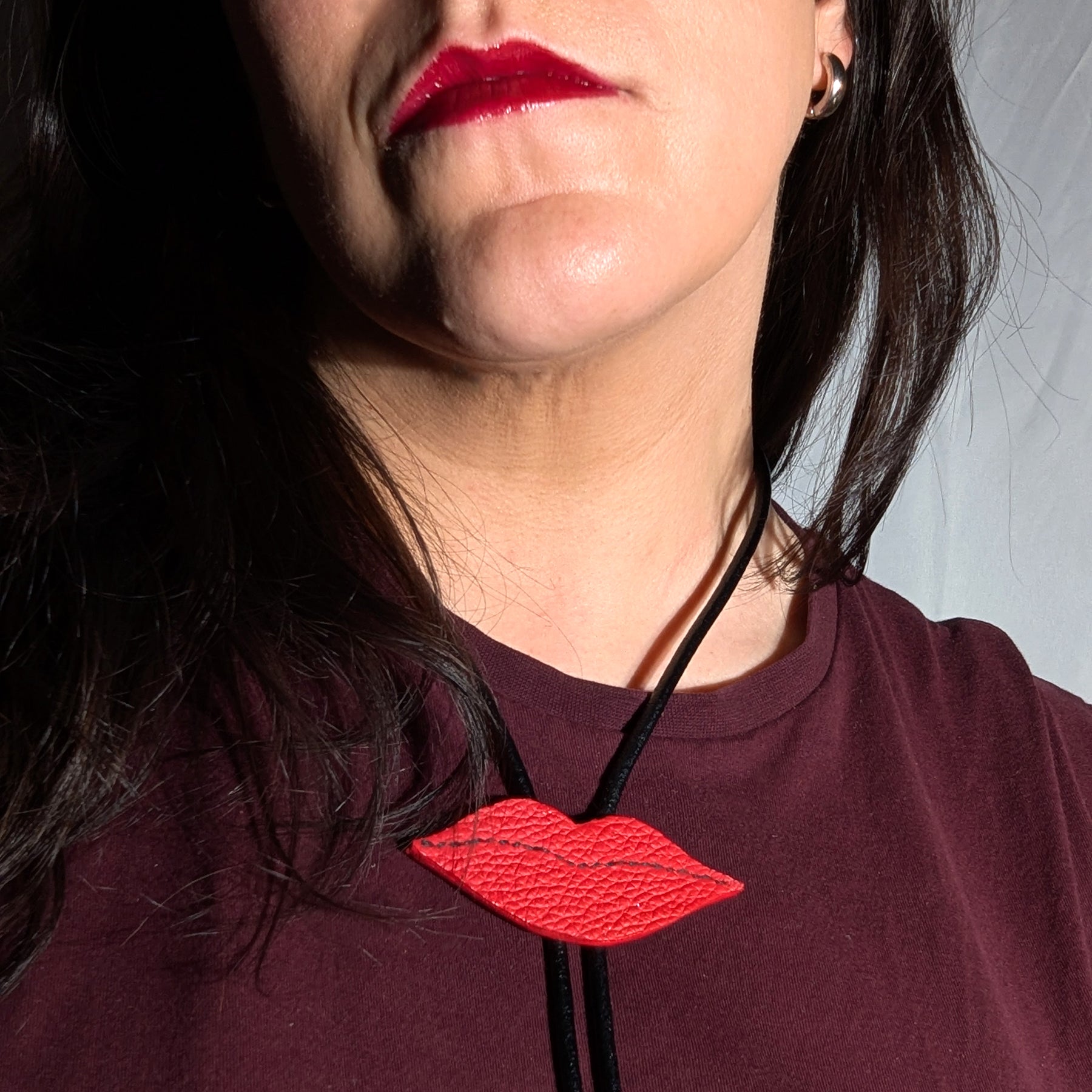 Lips Leather Bolo Tie
