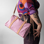 Load image into Gallery viewer, Canvas Mini Duffle with Vegetable Tanned Leather and Strap
