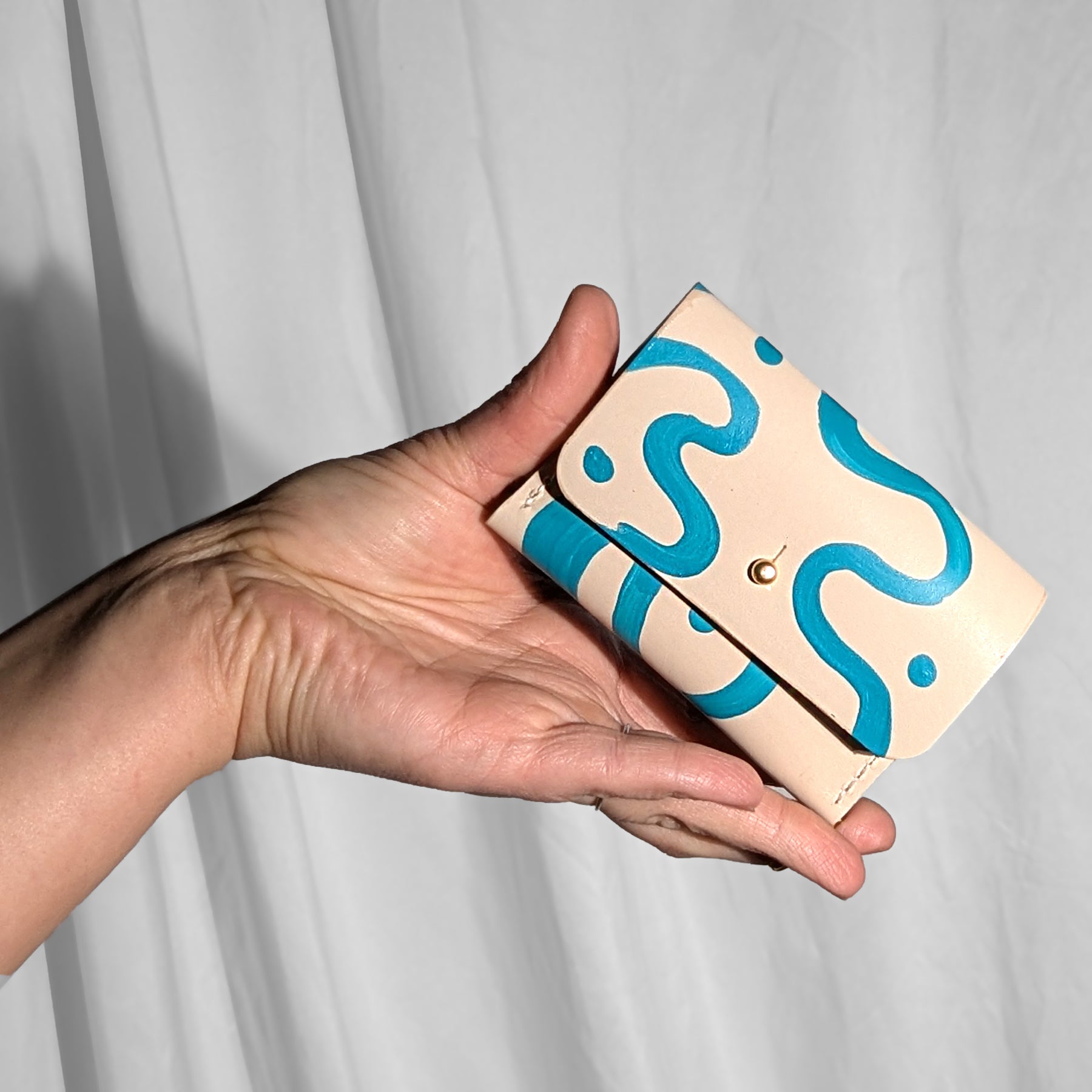 Handpainted Mini Fold Wallet with Keychain