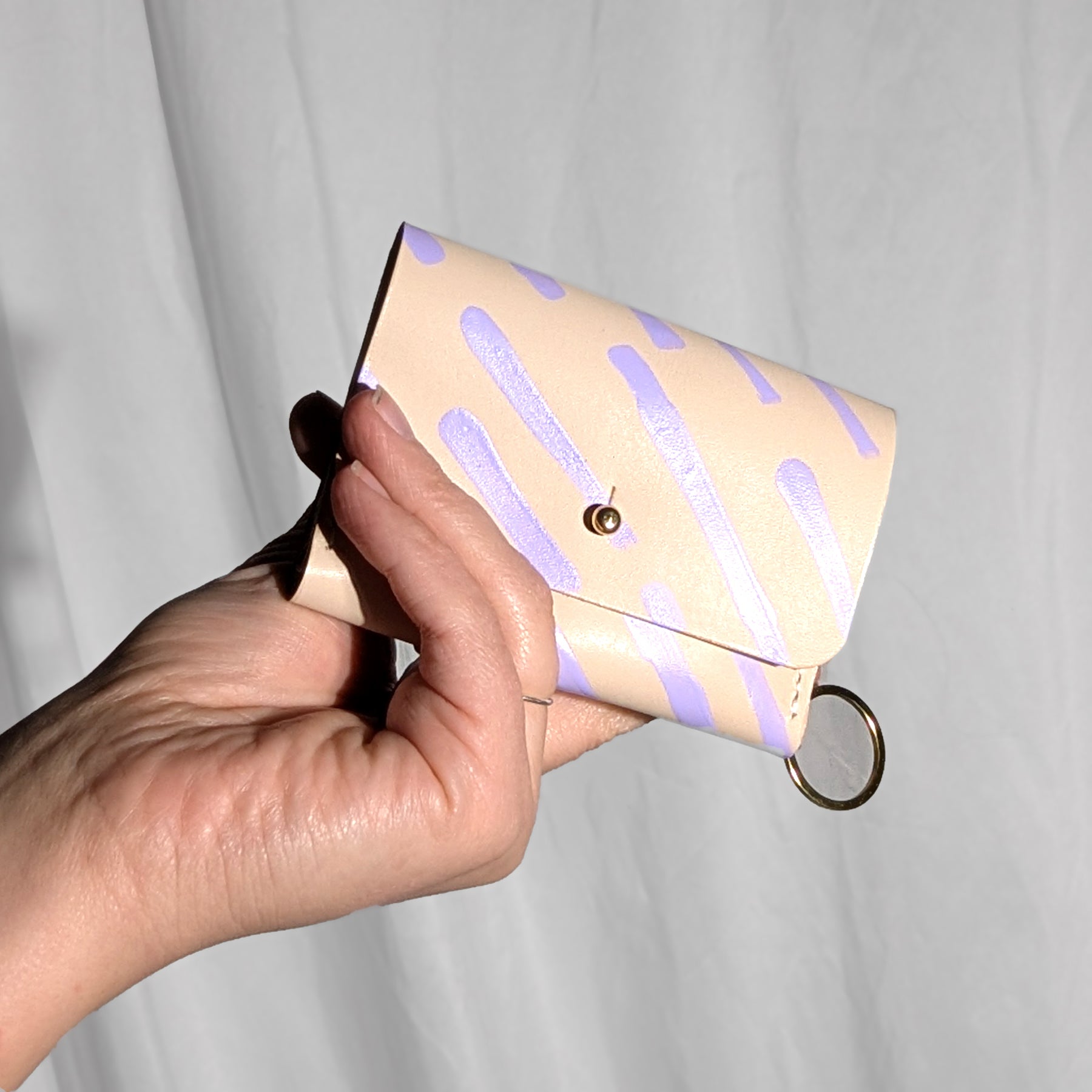 Handpainted Mini Fold Wallet with Keychain