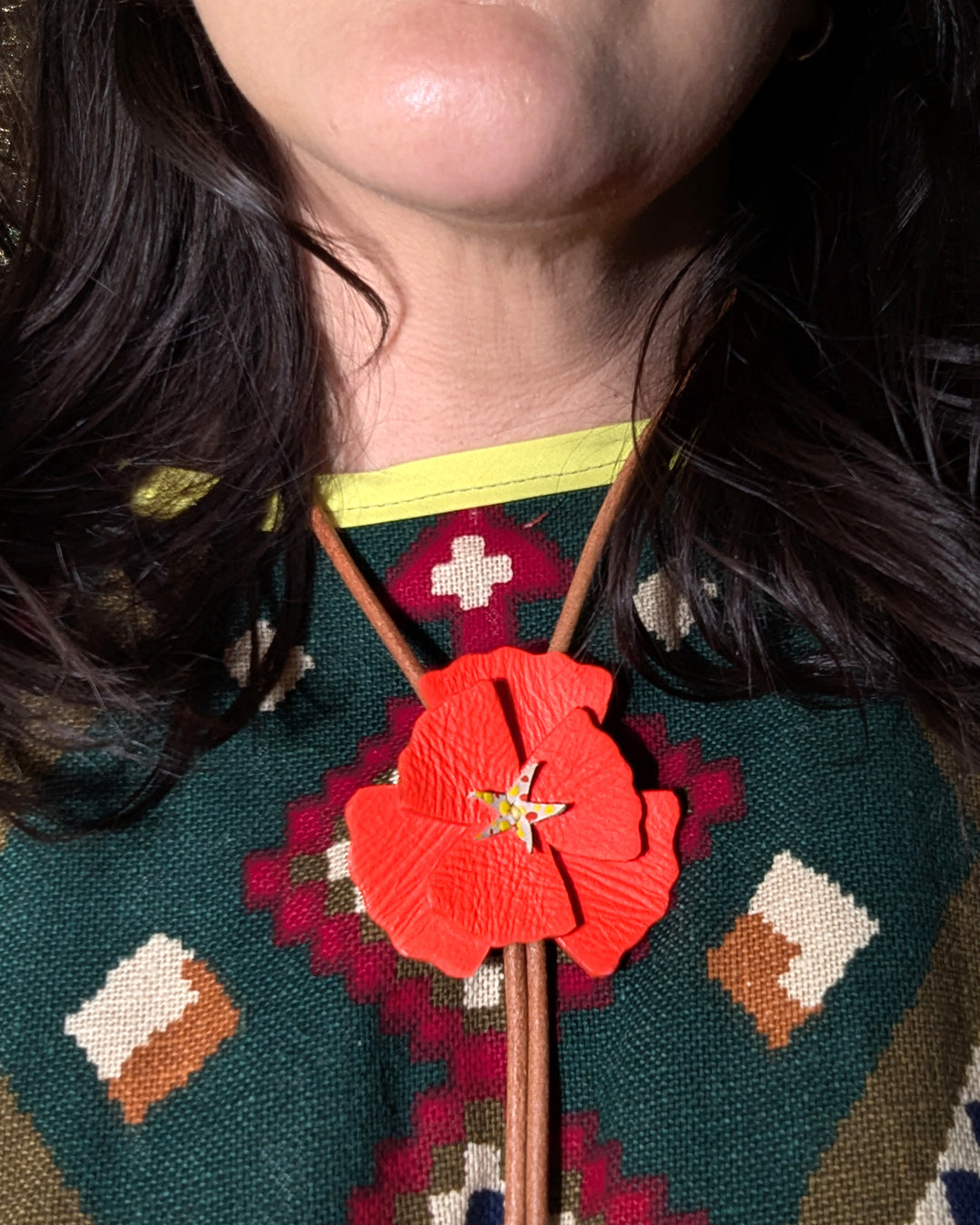 Poppy Leather Bolo Tie
