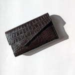 Load image into Gallery viewer, Wine Croc Embossed Leather Clutch, Handsewn
