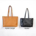 Load image into Gallery viewer, Apex Tote Diagram- Large in Honey Leather and regular in black croc
