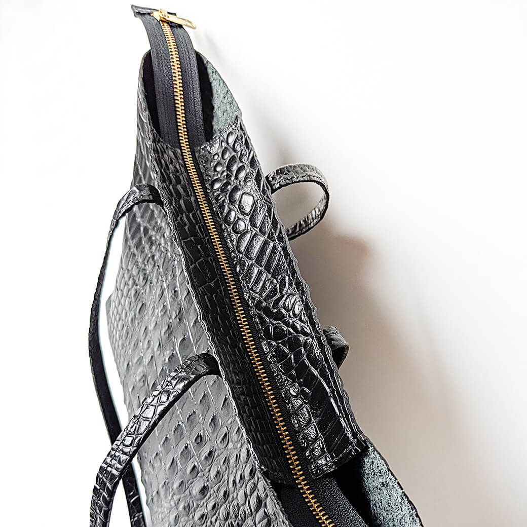 Apex Tote by Directive Black Croc Emboss