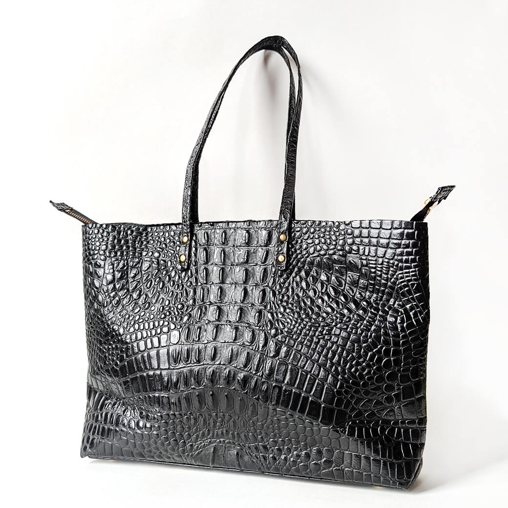 Apex Tote by Directive Black Croc Emboss